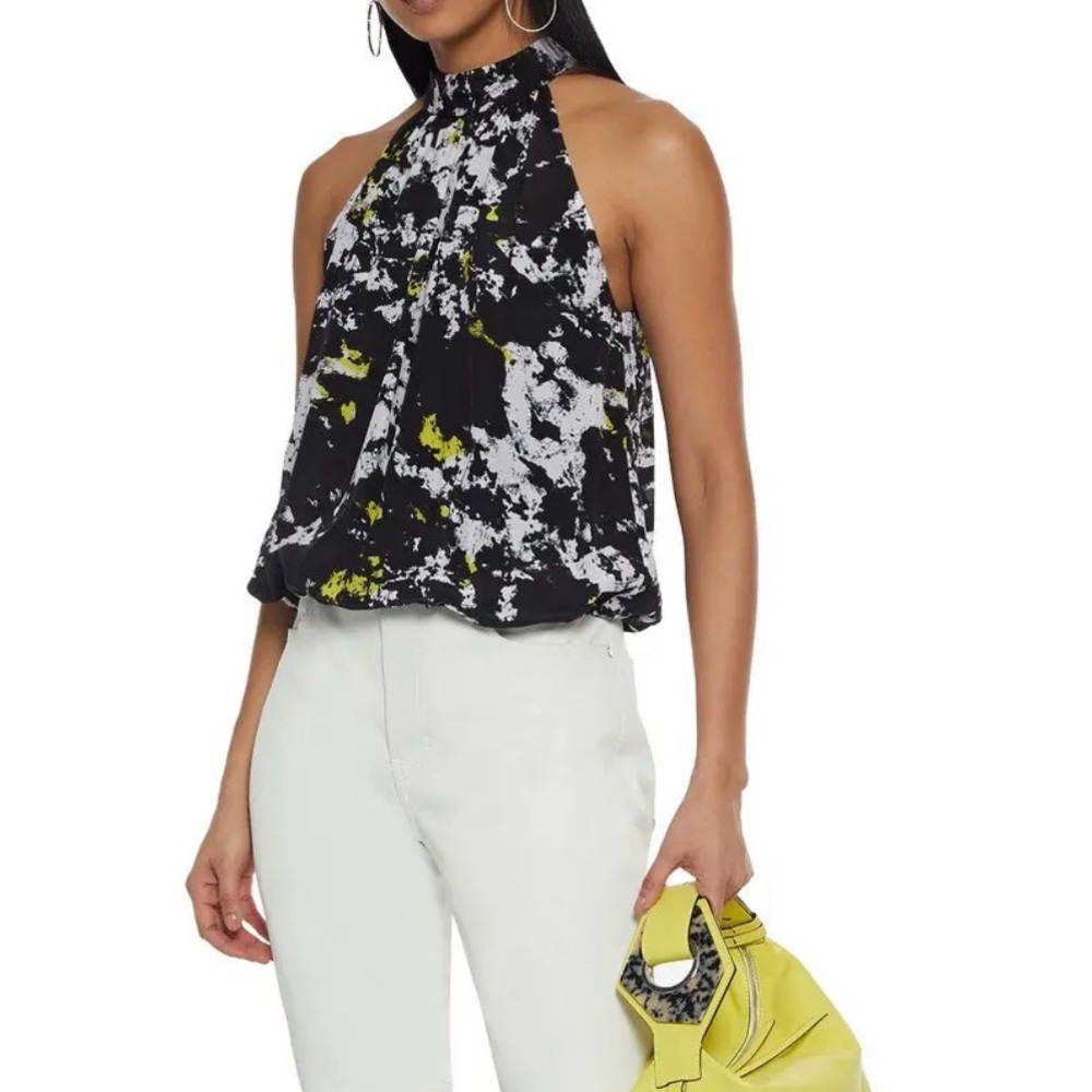 Alice + Olivia Black and White Halter Top